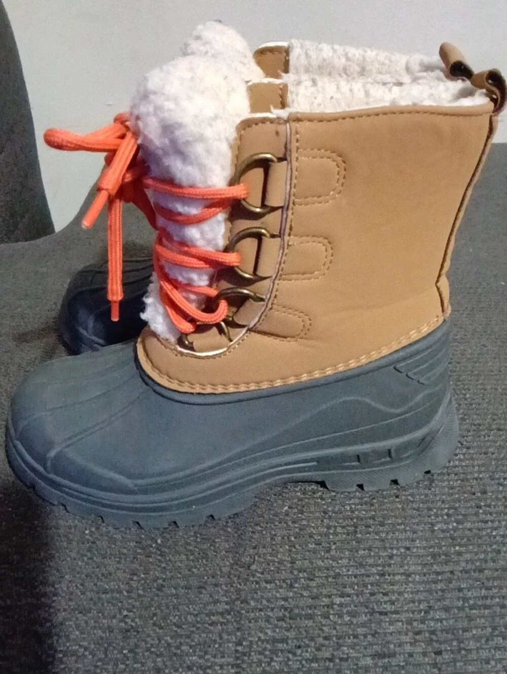 Kids Fabkids Winter Boots - Tan, Gray & Orange Laces